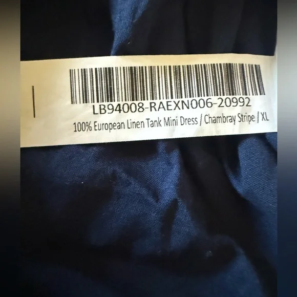 Quince 100% European Linen Tank Mini Dress Women’s Chambray Blue/White Stripe XL - Picture 7 of 7